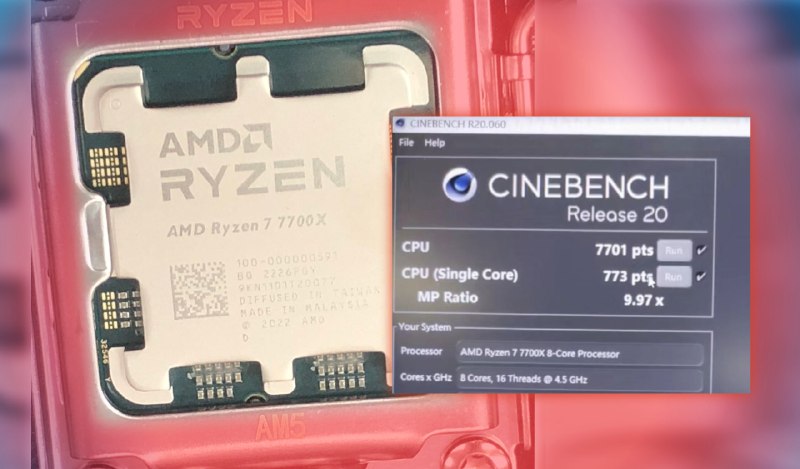 AMD Ryzen 7 7700X is 20% faster than Ryzen 7 5800X in leaked single-core Cinebench R20 test - VideoCardz.com