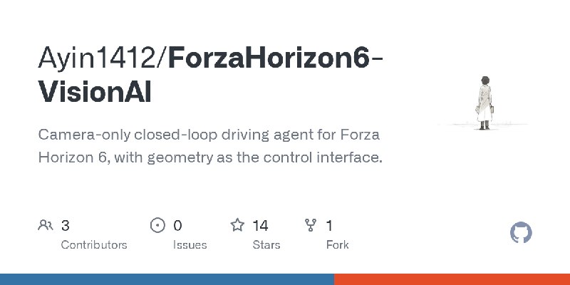GitHub - Ayin1412/ForzaHorizon6-VisionAI: Camera-only closed-loop driving agent for Forza Horizon 6, with geometry as the control…