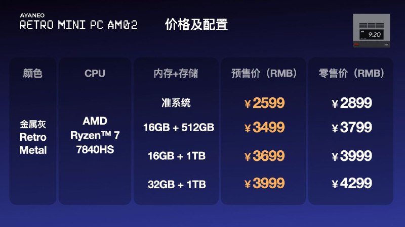 AYANEO Retro Mini PC AM02 ¥2599AYANEO Retro Mini PC AM02 ¥2599