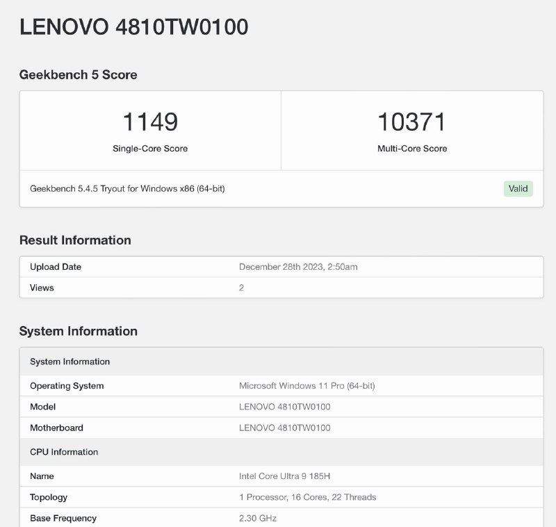 GB5 近期出现的 MTL 未知机型有：LENOVO 4810TW0100，搭载 Intel Core Ultra 9 185HH3C Meteor Lake，搭载 Intel Core Ultra 5 135H深圳微步 MTL，搭载 Intel Core Ultra 5 135HGB5 近期出现的 MTL 未知机型有：LENOVO 4810TW0100，搭载 Intel Core Ultra 9 185HH3C Meteor Lake，搭载 Intel Core Ultra 5 135H深圳微步 MTL，搭载 Intel Core Ultra 5 135H