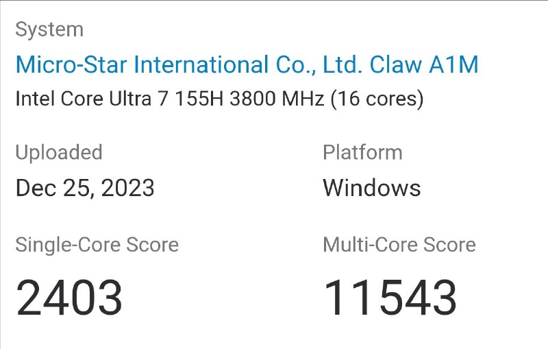 今天的 MTL 观察看到了 MSI Claw A1M，没见过的全新品牌和系列