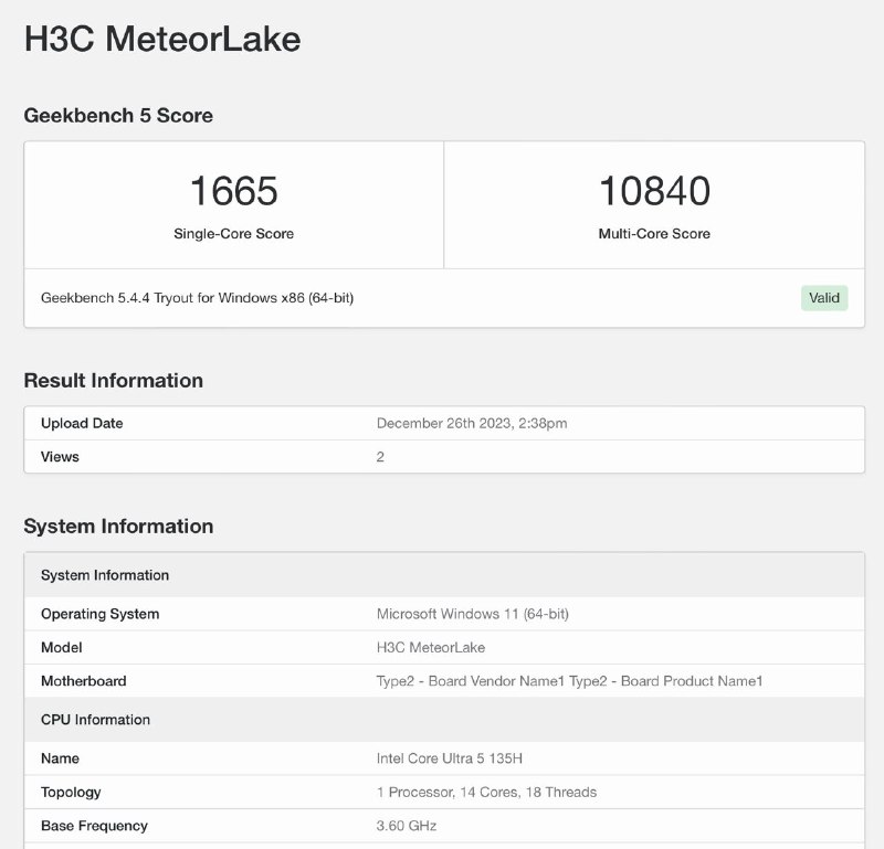 GB5 近期出现的 MTL 未知机型有：LENOVO 4810TW0100，搭载 Intel Core Ultra 9 185HH3C Meteor Lake，搭载 Intel Core Ultra 5 135H深圳微步 MTL，搭载 Intel Core Ultra 5 135HGB5 近期出现的 MTL 未知机型有：LENOVO 4810TW0100，搭载 Intel Core Ultra 9 185HH3C Meteor Lake，搭载 Intel Core Ultra 5 135H深圳微步 MTL，搭载 Intel Core Ultra 5 135H