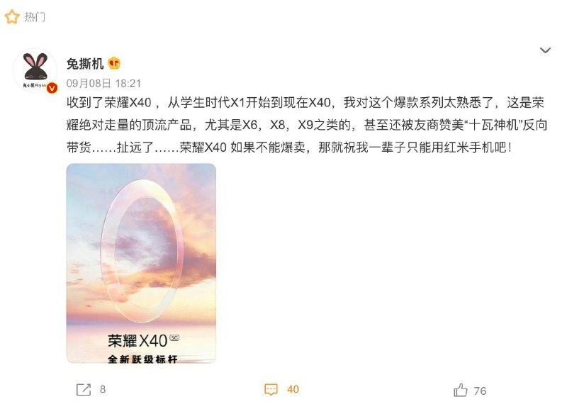 这是什么几把媒体，红米付钱黑荣耀的吗？当前荣耀 X 系列的第一部明明是 3X，那几代也不叫 X6 X8 X9 而叫 6X 8X 9X