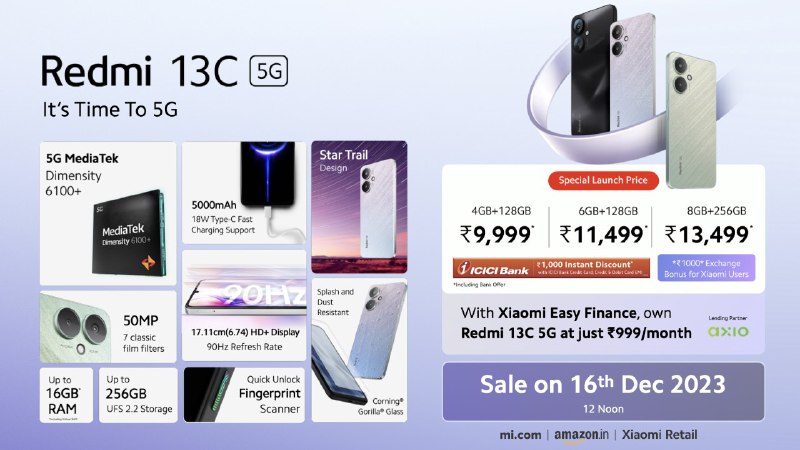 Redmi 13C 和 Redmi 13C 5G 在印度发布