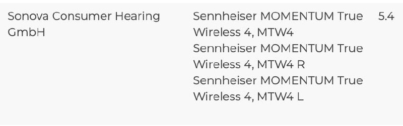 森海 MOMENTUM True Wireless 4 通过蓝牙认证，高通 S3/S5 Gen 2 蓝牙平台