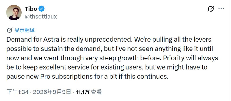 but we might have to pause new Pro subscriptions for a bit if this continues.@Kimi