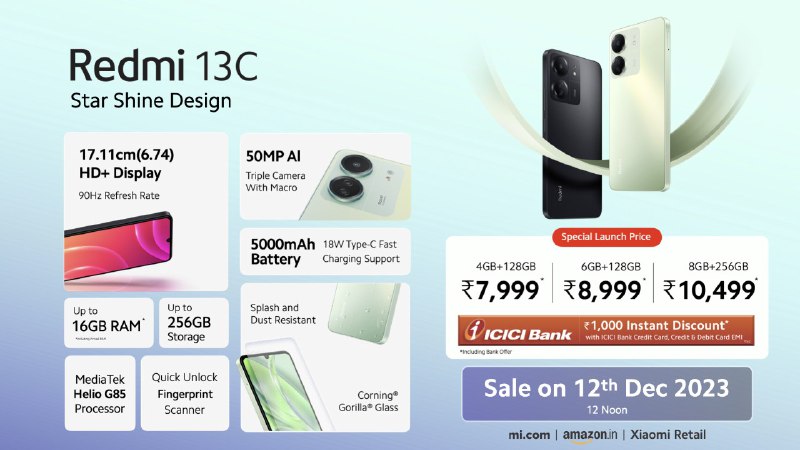 Redmi 13C 和 Redmi 13C 5G 在印度发布